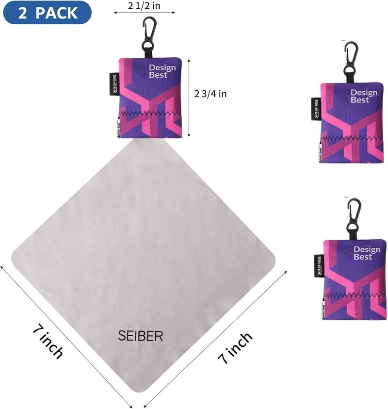 SEIBER Eyeglass Cleaning Microfiber Cloth,7 x 7 inch Glasses Cloth for Sunglasses,Laptops, Cameras,Screen- with Neoprene Pouch,Self-Closing Bottom(2PCS,Purple) - Image 3